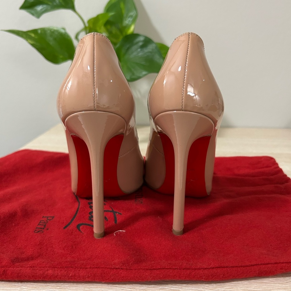 Christian Louboutin Tan Red Heels Classic Stiletto Pigalle 120